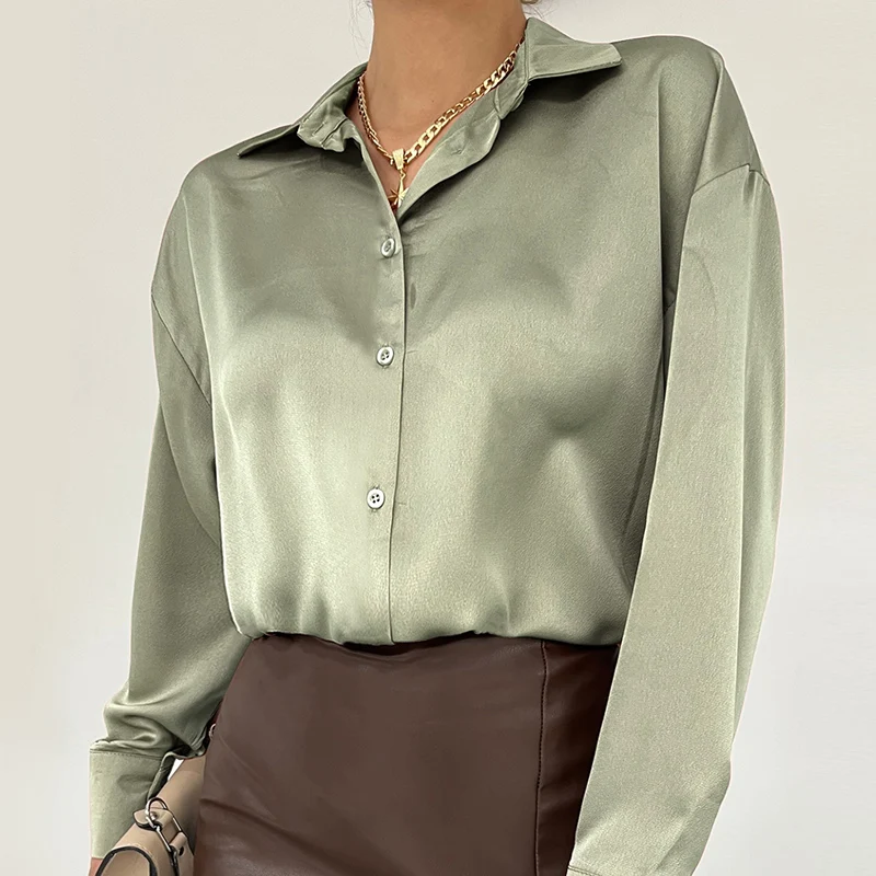 New Long-Sleeved Satin Shirt Femininity Advanced Sense Light Luxury 2024 Spring/Summer Sun Breathable Slim Retro Ins Tops