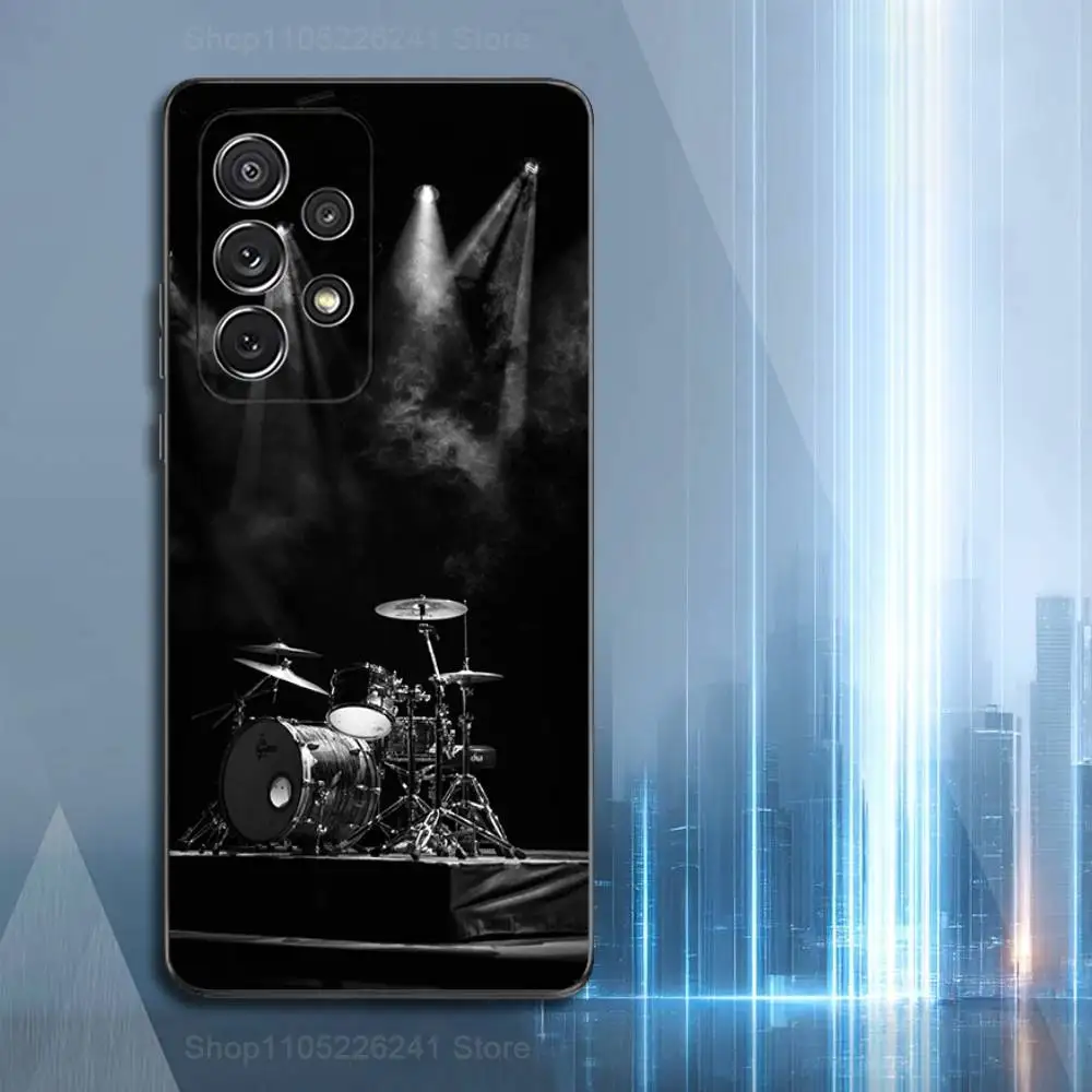 Black White Art Drum Phone For Samsung S25,S10,S20,S10,S21,S9,S24,S23,Ultra,FE,Plus,Lite,Soft Silicone Black Cover