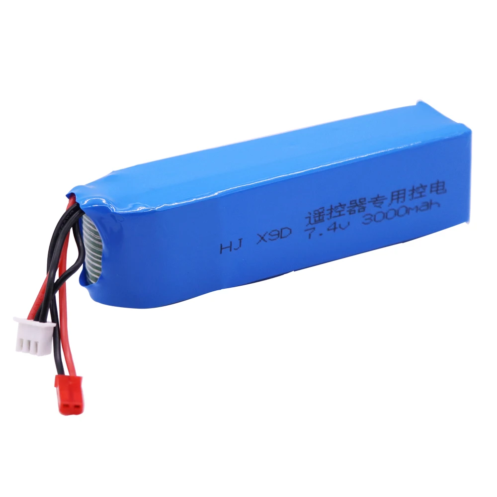 Upgrade 3000mAh 7.4V Lipo Battery with JST Plug for Frsky Taranis X9D Plus Transmitter 2S 7.4V Lipo Battery Toy Accessories