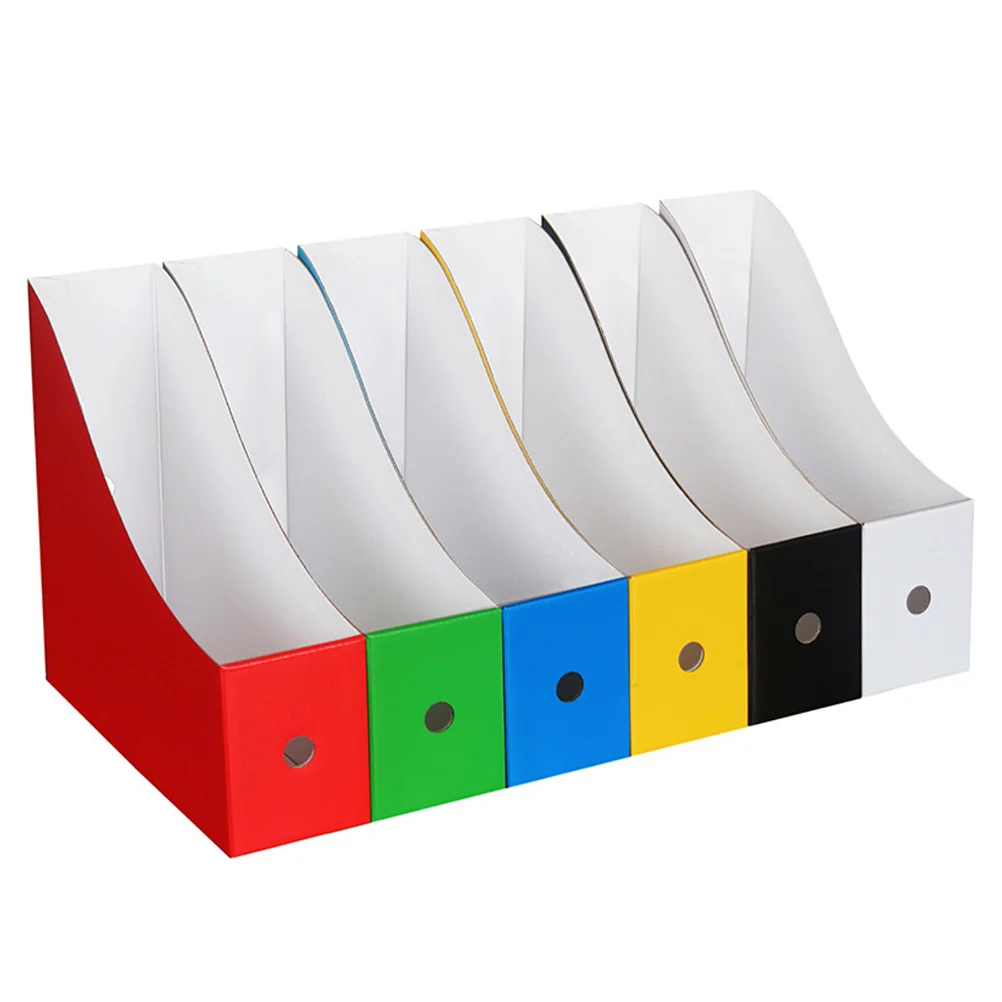 6pcs Colorful File Organizer Bin Thickened Paper Desktop Document Storage Rack For Office Home Study Use Vertical Book Holder