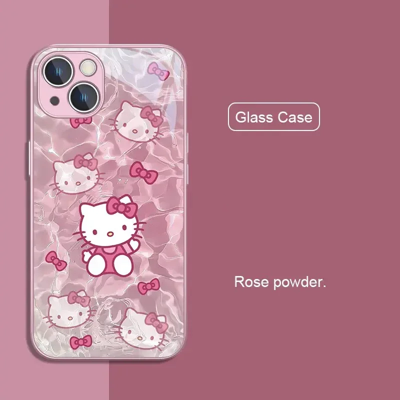 Summer Swim Hello Kitty Metallic-Color Phone Case For Samsung S10 S20 S21 S22 S23 S8 S9 S24 S25 FE PLUS Ultra 5G Glass Hard