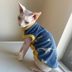 Clothing for Cat Sphynx Cat Cotton Sleeveless Dinosaur Vest for Kittens Soft Coat For Devon Rex Spring Loungewear for small Dogs