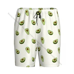 Pantalones cortos de dormir para hombre, pijama con patrón de aguacate, ropa de dormir