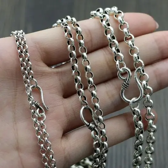 S925 kalung perak murni tren pribadi, Retro Punk sederhana gaya Gotik hadiah rantai untuk kekasih