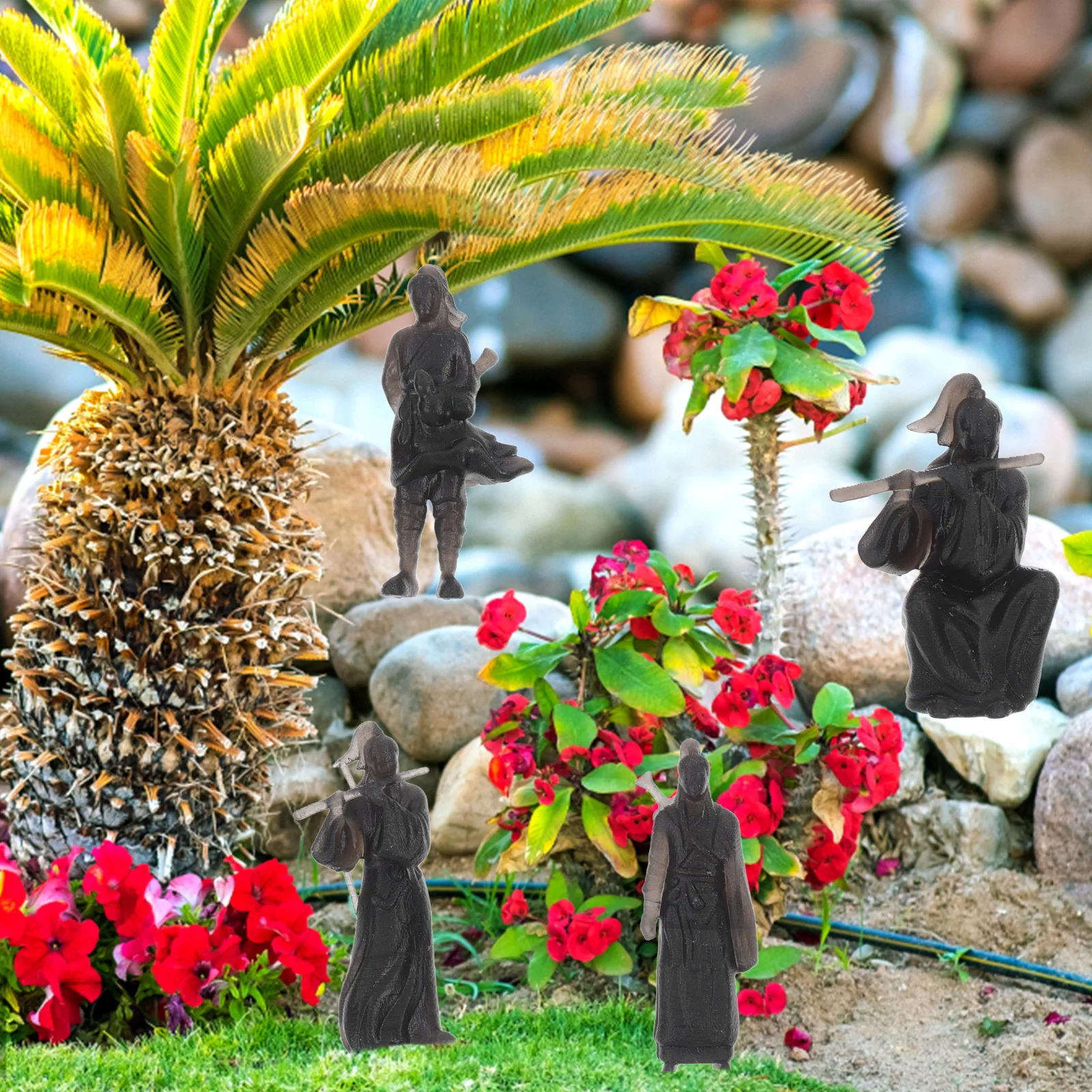 

4Pcs Miniature Ancient Chinese Warrior Statues Intricate Handcrafted Resin Figures for Micro Landscapes Bonsai Garden Decor Home