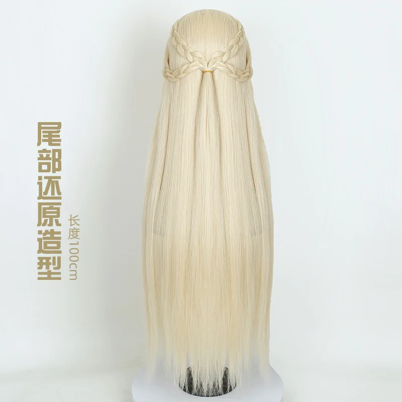 니콜 리인 코스프레 가발 게임 Genshin Impact Codename N 코스프레 할로윈 파티를위한 황금 긴 머리 성인 여성 남성