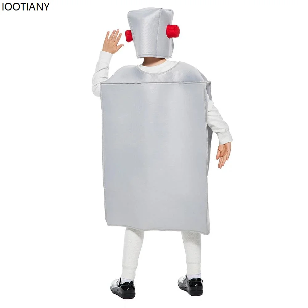 CosplayNew الاطفال لطيف روبوت تأثيري حلي للجنسين حللا مع قبعة الطفل هالوين الزي حفلة عيد ميلاد كرنفال عرض مسرحي D