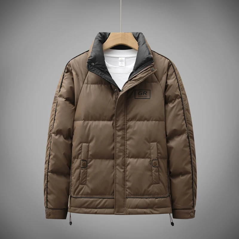 Fall Winter Men's White Duck Down Jacket Fashion Patchwork Stand Up Thick Warm Sport Down Jacket Male Outwarer Padded  Coats
