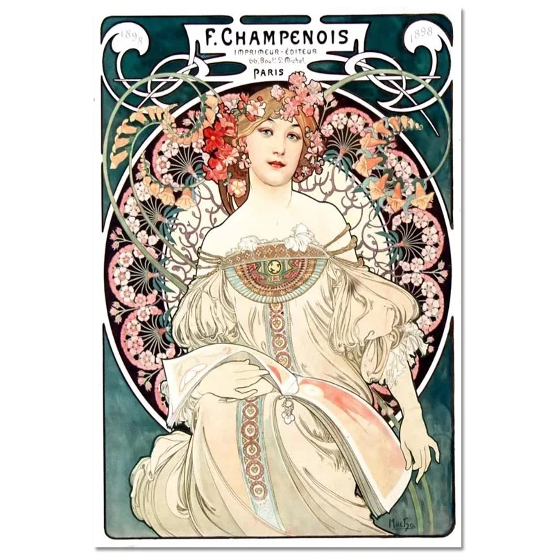 Vintage Alphonse Mucha Tin Sign Vintage Metal Decorative Wall Plates Sexy Girls Pin Up Signs Art Tin Plaques Bar Home Decoration