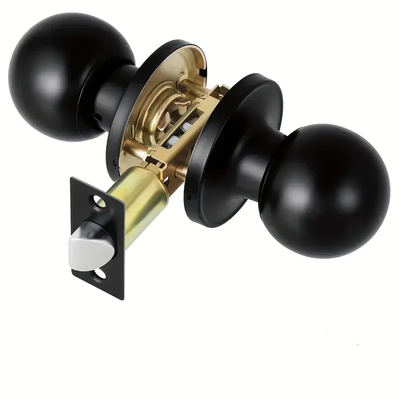 

Ball Lock, Keyless Black Door Lock, Passage Door Knob, Left or Right Handed Suitable, For Home and Office