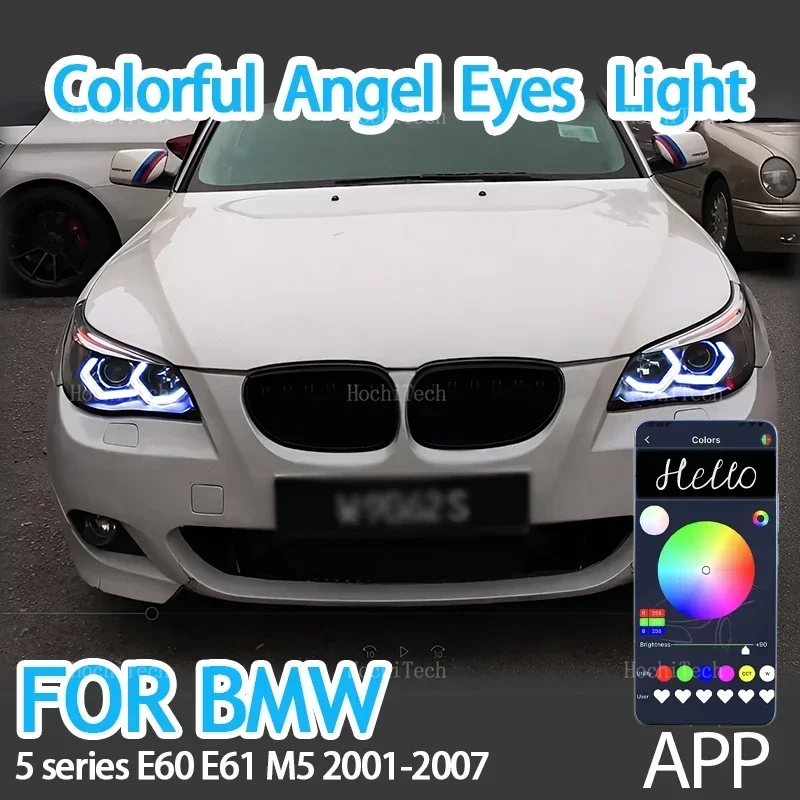 

M4 style LED Angel Eyes Kit Ring RGB colors APP control Headlight Lamp For BMW 5 series E60 E61 520i 525i 530i 540i M5 2001-2007