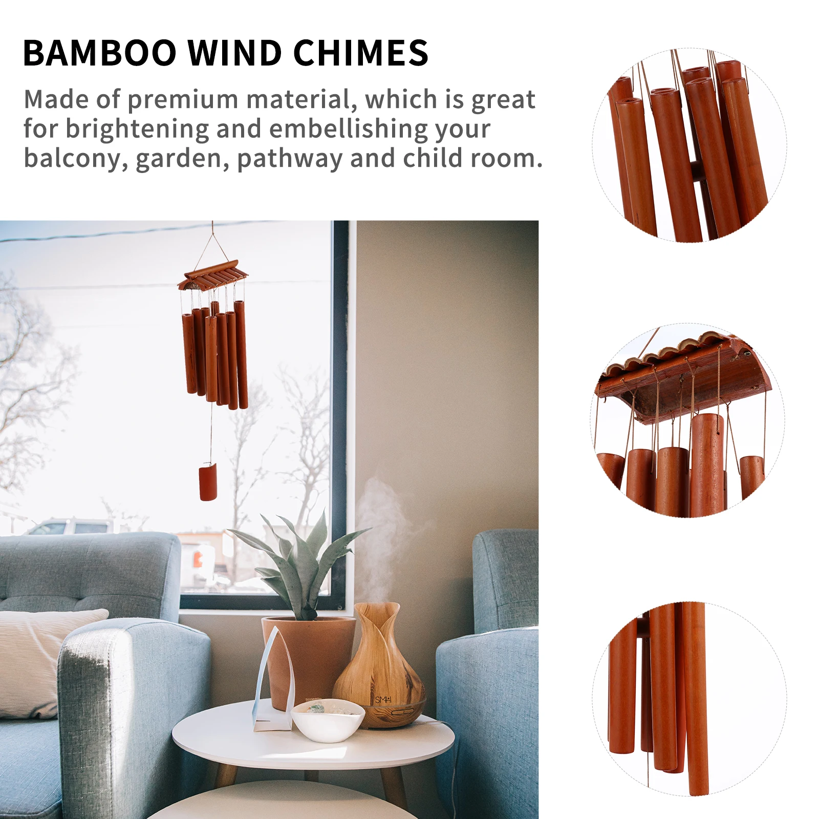

Bamboo Wind Chime Unique Hanging Ornament for Garden Balcony Home Decoration Relaxing Hanging Pendant Bamboo Wind Chime