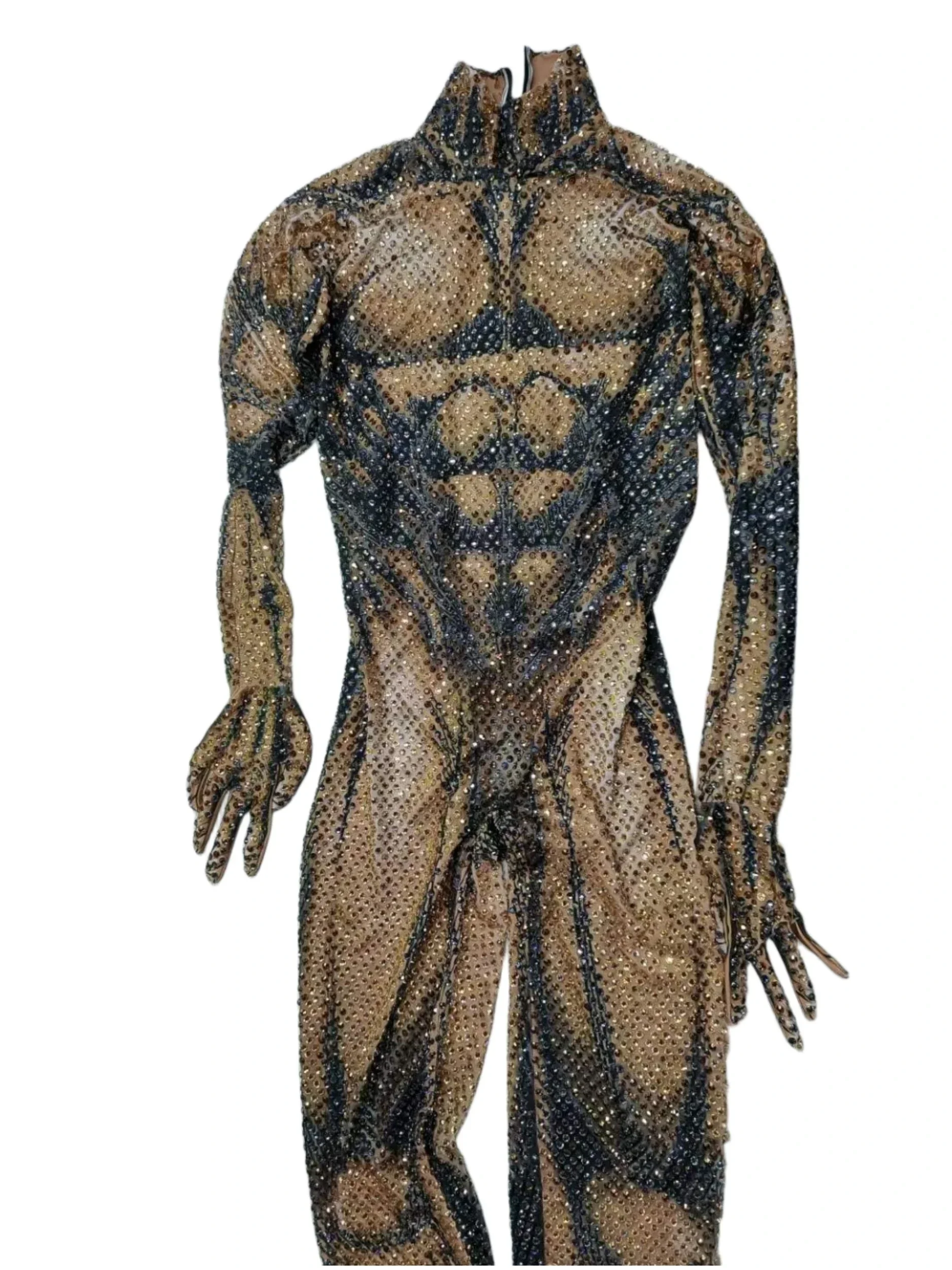 Splendide tute Drag Queen con strass completi da uomo con guanti Costumi Dragqueen Fantasy Performance Stage Wear Ballerino Outfit