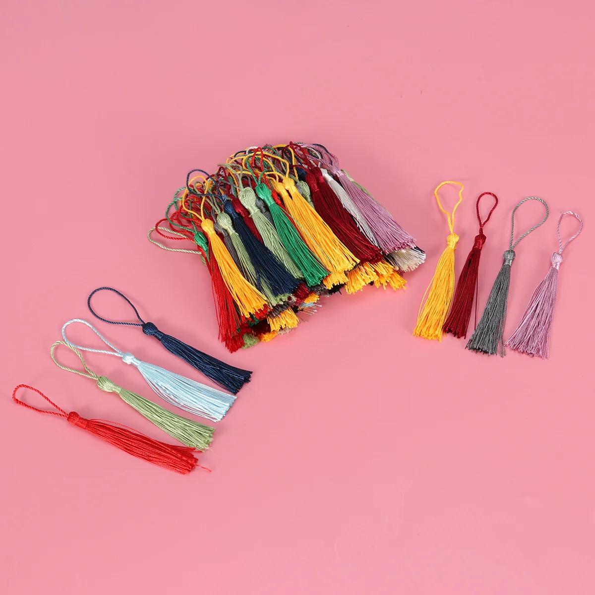 

50pcs Chinese Knot Premium Polyester Silky Touch For Keychain Jewelry Bookmark Bag Decor Diy Craft Projects Silk Tassel Chinese