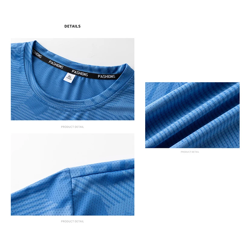 Male Running T-shirt Summer Breathable Wear-Resistant Fitness Sports T-shirt Outdoor Lightweight Jogging Gym Training Sportswear image 6