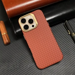 Ultra Thin Carbon Fiber Texture Phone Case For iPhone 16 17 Pro Max Air MagSafe Magnetic Wireless Charging Alloy Lens Hard Cover