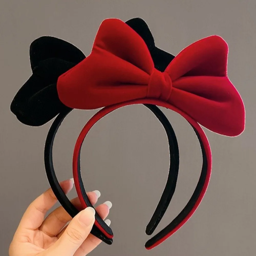 New Elegant Women Large Bowknot Headband Christmas New Year Children Headwear Hair Clip Black Red Hair Accessories Noel Supplies