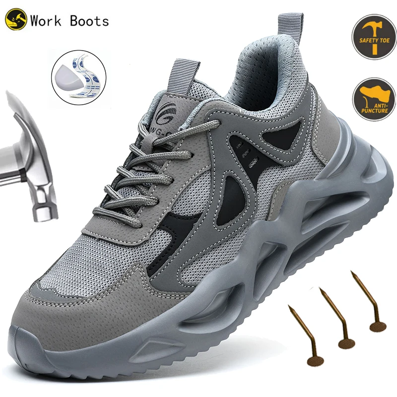Lightweight Breathable Safety Shoes Men Women Work Shoes Steel Toe Cap Working Boots Non-Slip Sneakers Anti Piercing Shoes