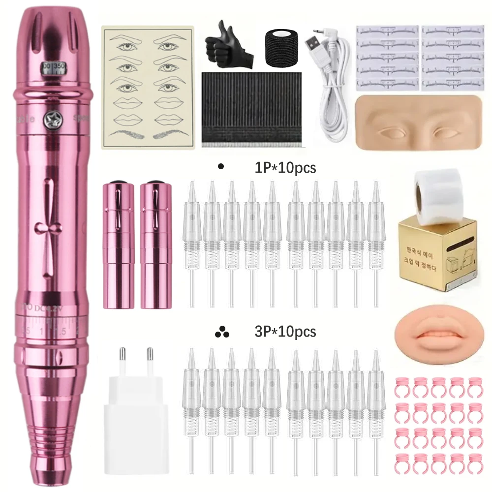Complete permanente wenkbrauwmake-upmachinekit - Microblading tattoo-pen tattoo-pen met 20 stuks tattoo-naalden tattoo-benodigdheden