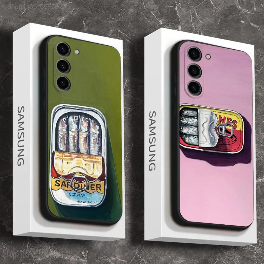 

Fish Funny Sardines Phone Case For Samsung Galaxy A 73,72,51,53,52,71,22,5G,Note,J7,8,9 Soft Black Cover