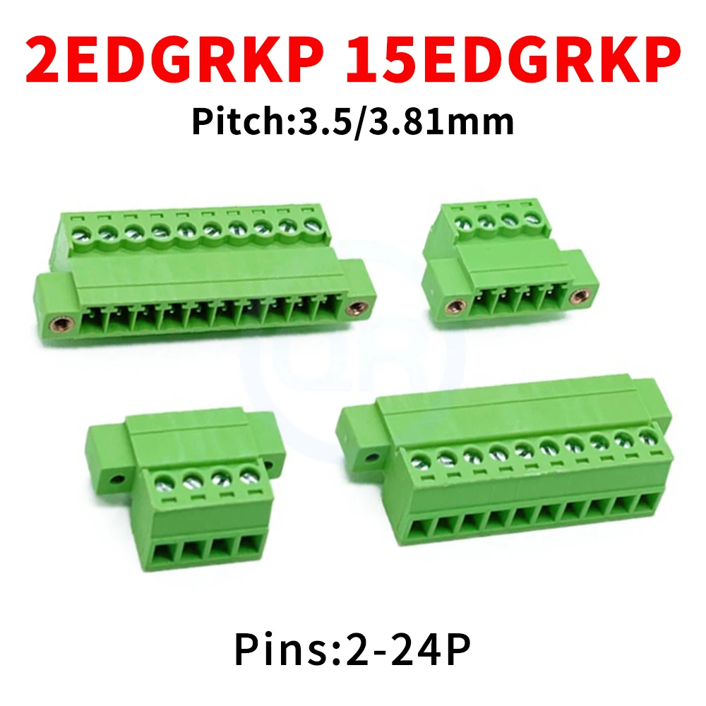 (10 pcs) KF 2EDGRKP 3.81mm 3.5mm Solderless Pair Terminals with Screws 15EDGKPM 3.5/3.81 Pin Header Single Female 2-24Pin