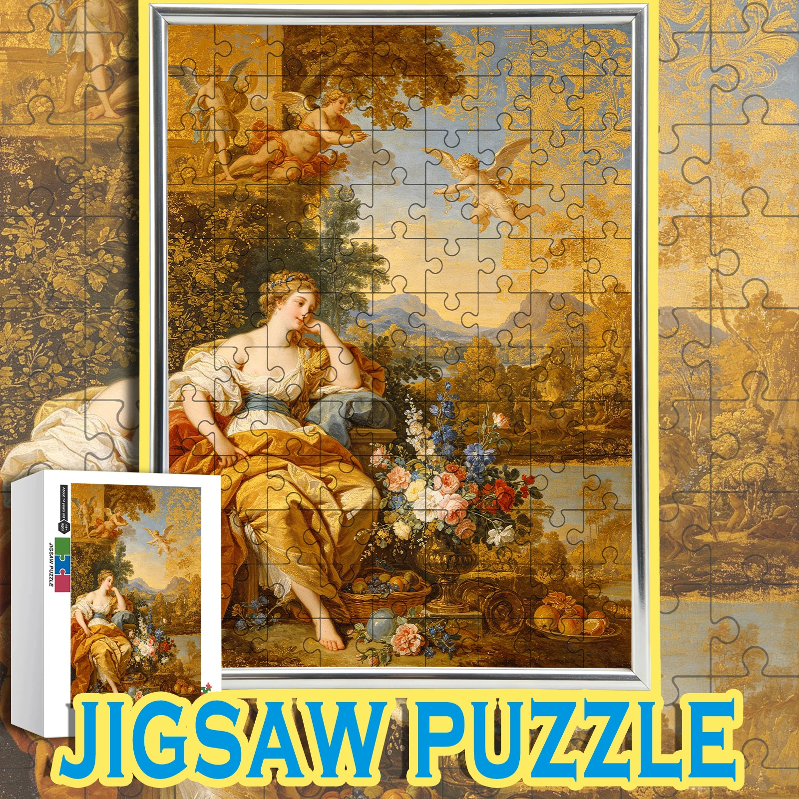 

Винтажный романтический пазл с изображением дамы и ангелов в саду, 108-1000 деталей, деревянный, для домашнего декора