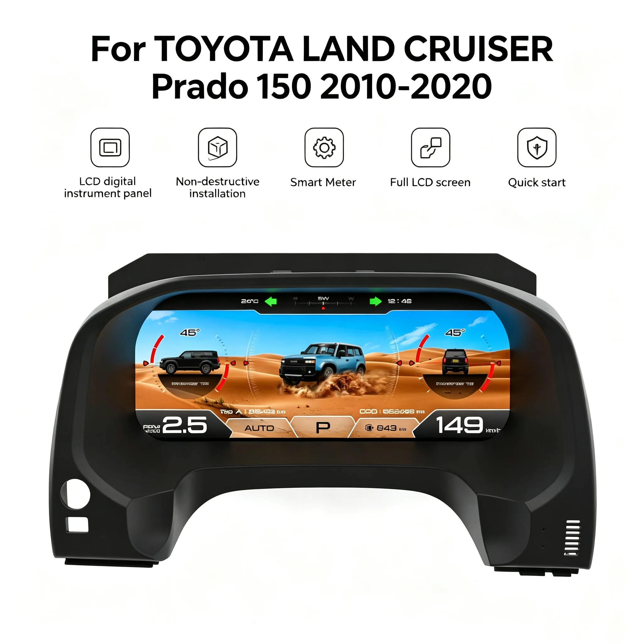 For TOYOTA LAND CRUISER Prado 150 2010 - 2020 LCD Gauges Car Speedometer Dashboard screen Car GPS Navigation Virtual Cockpit