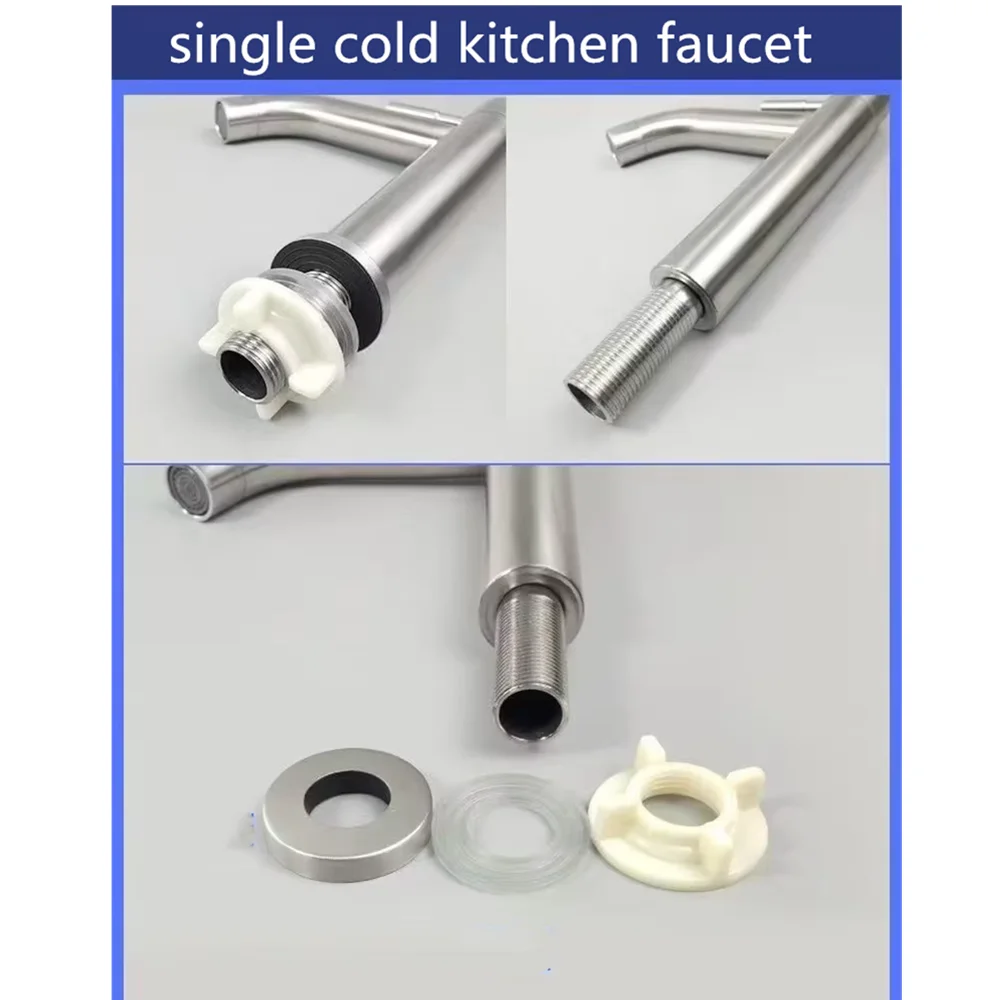 Stainless Steel Quick Open Heighten Single Cold Kitchen Sink Faucet Bathroom Counter Basin Tap(hose not include) image 5