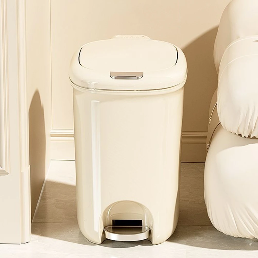 

Flip Lid Trash Can Large Opening Safe Material Reusable Easy Use Living Room Bedroom Kitchen Home Garbage Storage Container