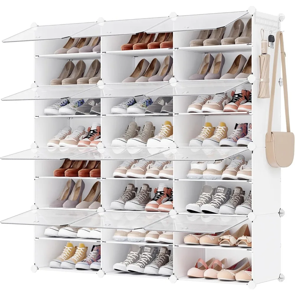 

Shoe Rack Organizer, 12-Tier Shoe Storage Cabinet for Closet and Entryway, Holds 48 Pairs of Shoes, Adjustable, Cloud W