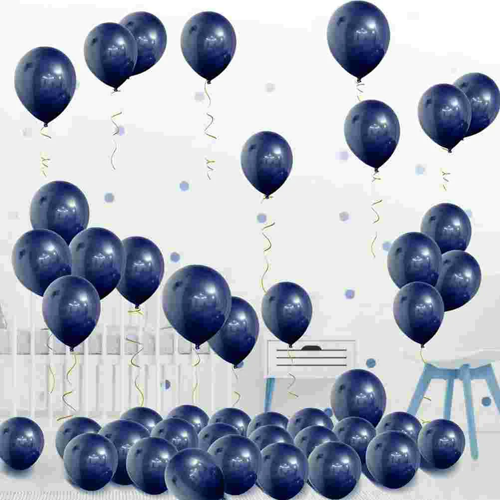 

100 Pcs Balloons Portable Room Layout Birthday Party Latex Metal Navy Blue Bride