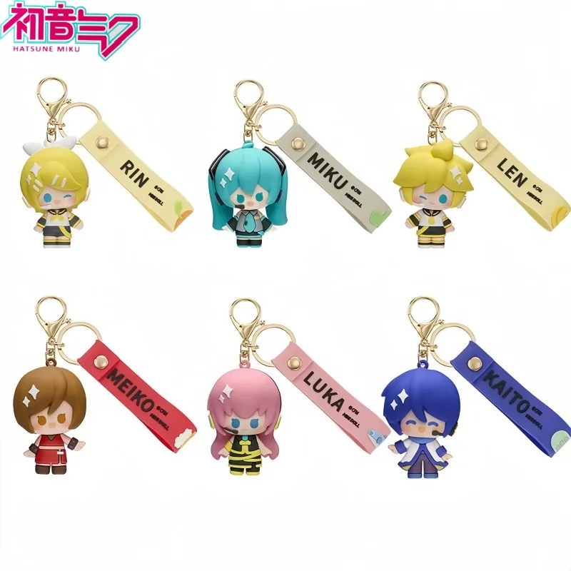 New Hatsune Miku Kagamine Rin Len Chain Soft Rubber Keyring Phone Pendant Keychain Kaito Backpack Anime Model Fufu Toys Gift