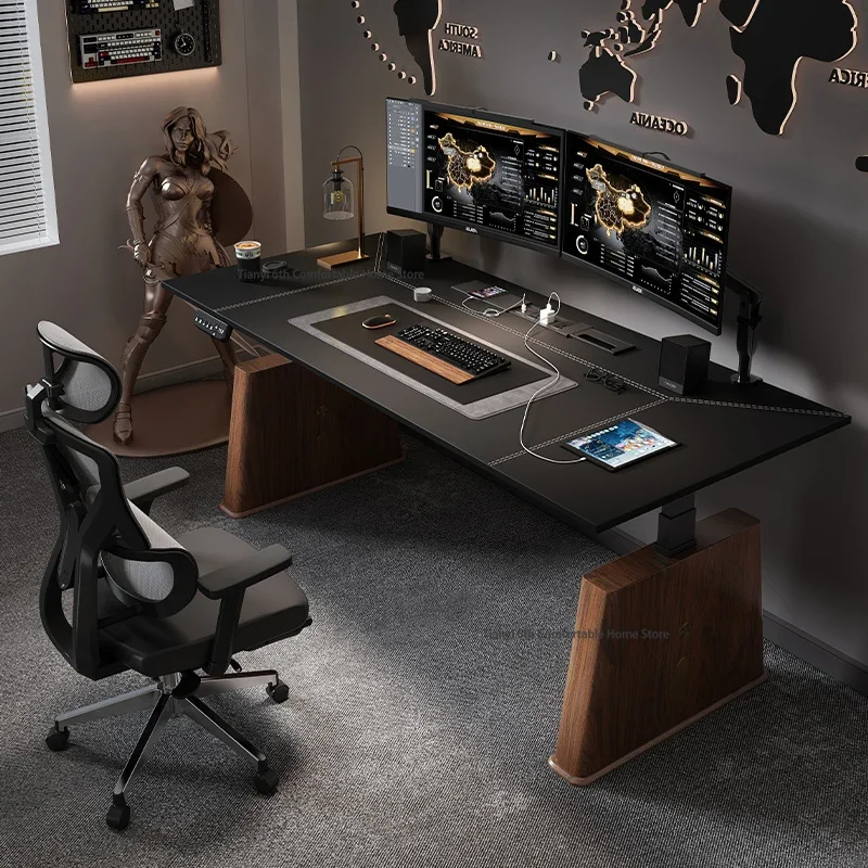 

Modern Electric Height-Adjustable Desk Computer Desk Stand Office Smart Solid Wood Office Study Writing Desk Gaming Table FYCD