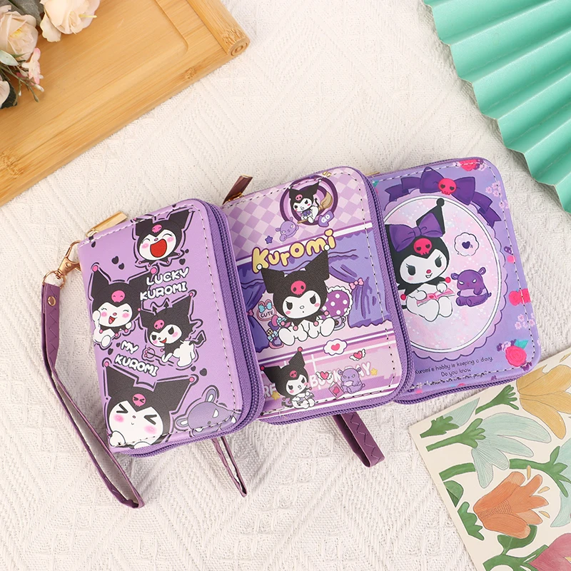 1Pc Sanrio Kuromi Portemonnee Cartoon Anime Schattige Afdrukken Verandering Opslag Draagbare Kleine Portemonnee Cadeau