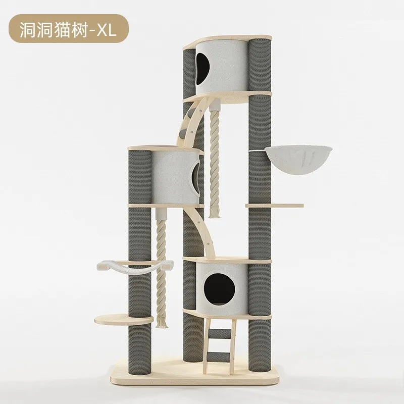 Cave cat climbing frame XL solid wood scratching column cat grinding claws cat nest space capsule toy supplies support