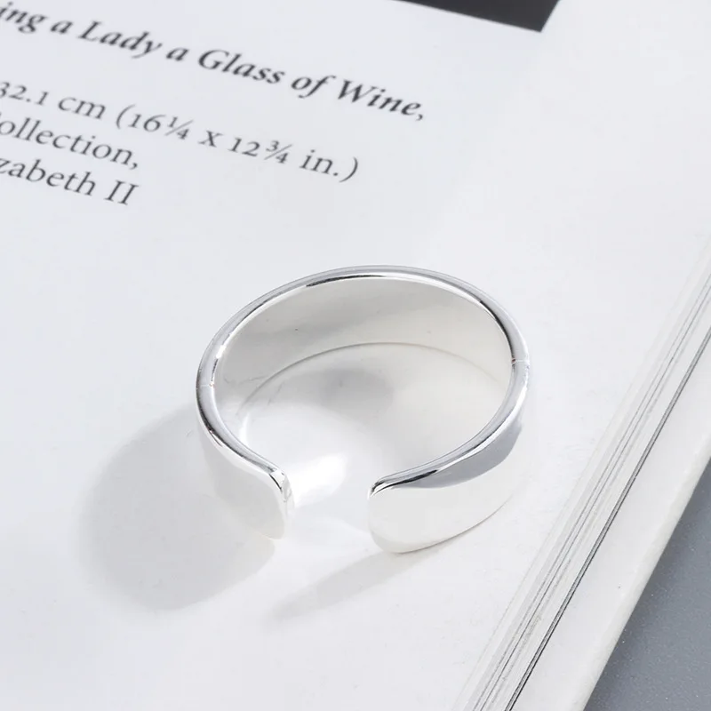 New Simple Creative Smooth 925 Sterling Silver Jewelry Temperament Round Inisex Fashion Popular Opening Rings R175