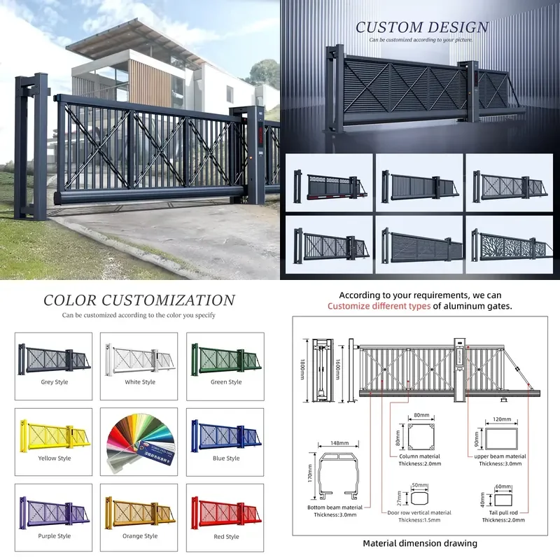 for Industrial Warehouse Villa School Office Building Park Hospital Aluminum Electric Cantilever Door