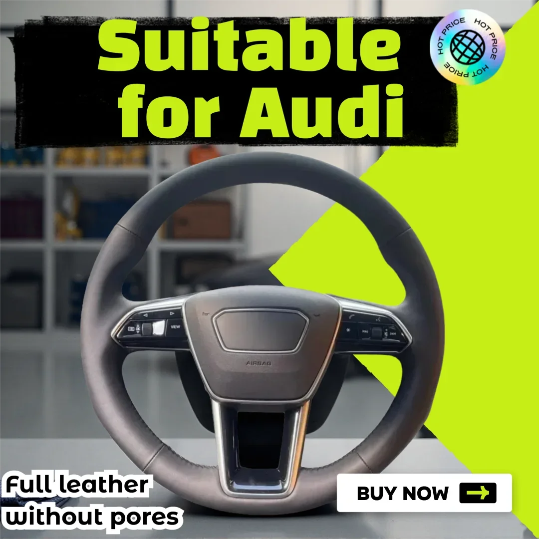 Suitable for Audi A6L 19-24 models / Audi Q5L 18-23 models, holeless leather steering wheel cover, hand-stitched specifically
