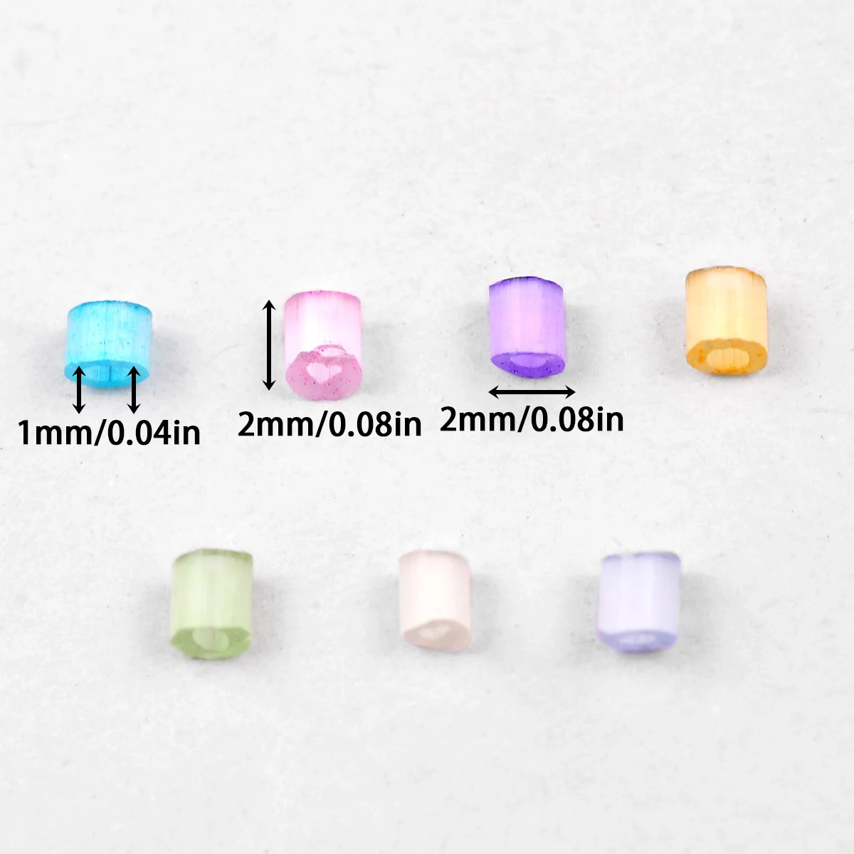 2 مللي متر عين القط أنبوب زجاجي البذور الخرز شفافة ملونة أنبوبي فضفاض الأرز حبة Craft بها بنفسك الحرفية أساور أقراط مجوهرات الإكسسوار