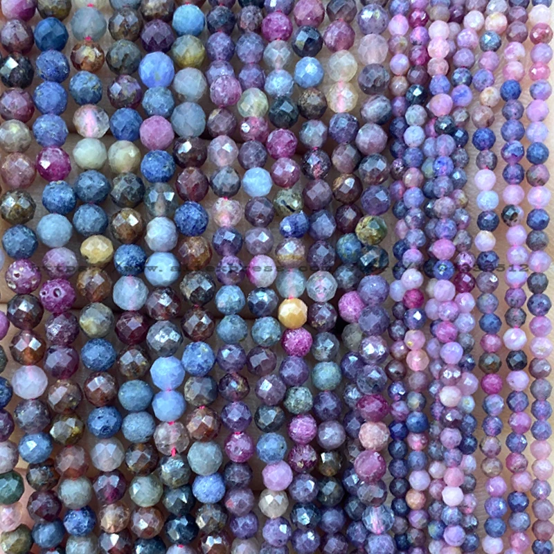 Natural Stone Round Faceted 2 3 4MM Madagascar Rose Quartz Loose Spacer Beads for Jewelry Making Diy Bracelet Charms Accessories