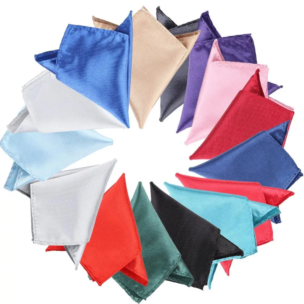 Accessories Party Fashion Satin Plain 15 Color Solid Plain Men Formal Suit Solid Pocket Hanky Handkerchief Silk Pocket Square