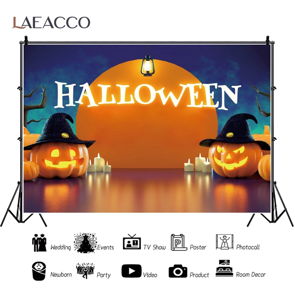 Happy Halloween Photo ฉากหลังฟักทอง Eve Night Party ครอบครัวเด็กภาพภายในการถ่ายภาพพื้นหลังแบนเนอร์ฤดูใบไม้ร่วง