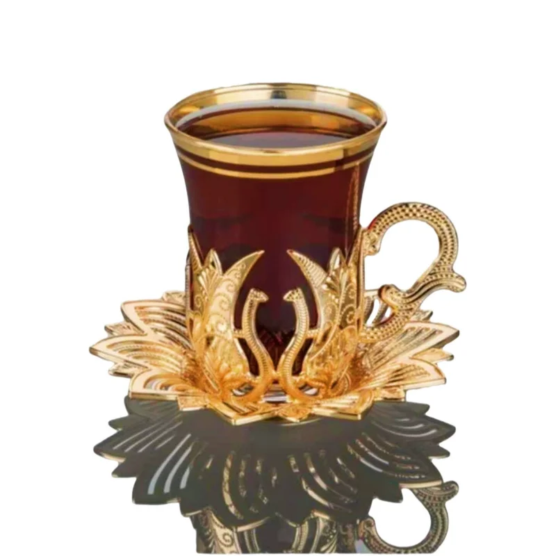 Classic Black Tea Cup Exquisite and Magnificent European Imperial Water Cup with Dish and Spoon