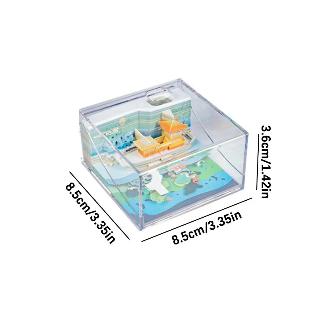3D Paper Carving Model Note Table Three-dimensional Paper Model Notepad Pen Holder Holiday Xmas Gifts With Box