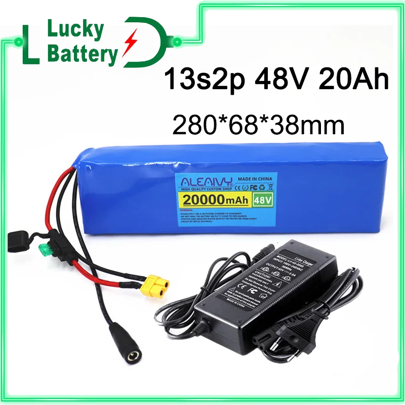 

48V 20Ah 18650 Lithium Ion Battery Pack(13S2P) Fit for Bafang 1000W Bike Conversion Kit with 54.6V 2A Charger + XT60 Plug