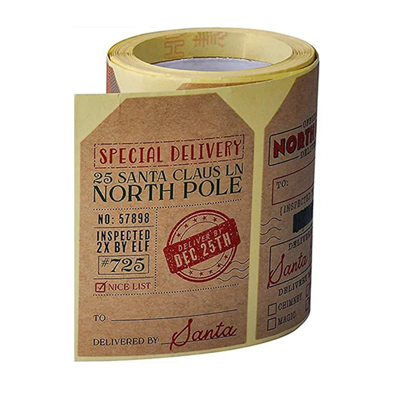 200 قطعة من ملصقات علامات الهدايا الطبيعية من سانتا كلوز - ملصقات عطلات مقاس 2 × 3 بوصة، علامات عيد الميلاد لتغليف الهدايا #6
