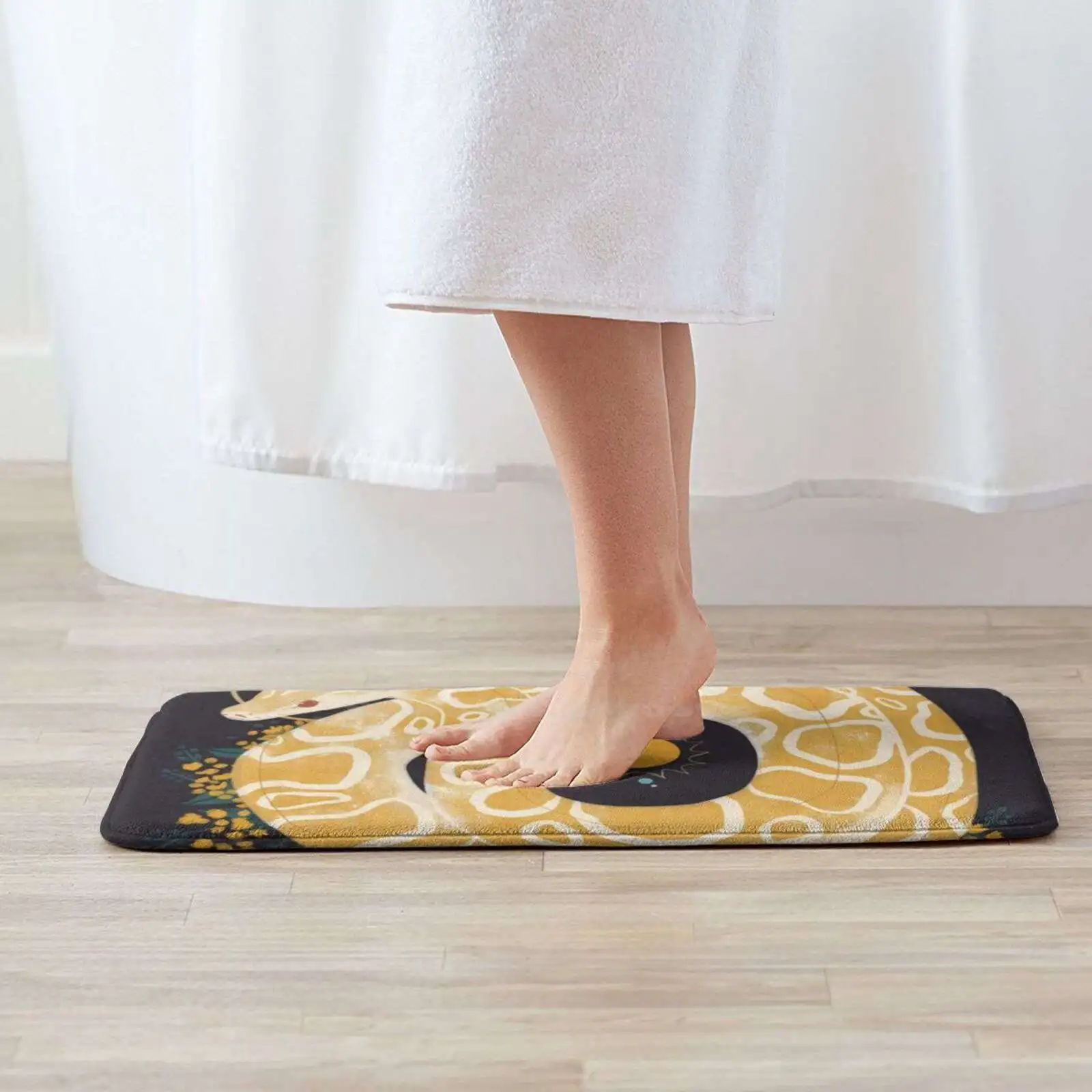 Familiar-Burmese Python Comfortable Door Mat Rug Carpet Foot Pad Snake Animal Familiar Witchy Yellow Reptile Magic