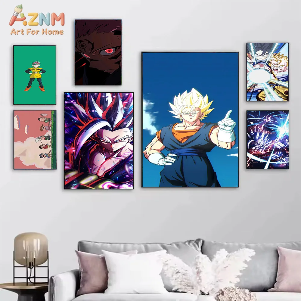 AZNM Dragon Ball Jujutsu Kaisen Anime Canvas Wall Art Print Goku Sukuna Hatsune Miku Poster Unframed Home Decor