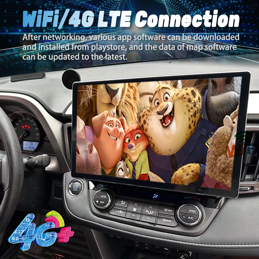 8GB+256GB Android 14 Car Radio Player For Toyota RAV4 2013 2014 2015 2016 2017 RAV 4 GPS Navigation WIFI Auto Stereo Multimedia