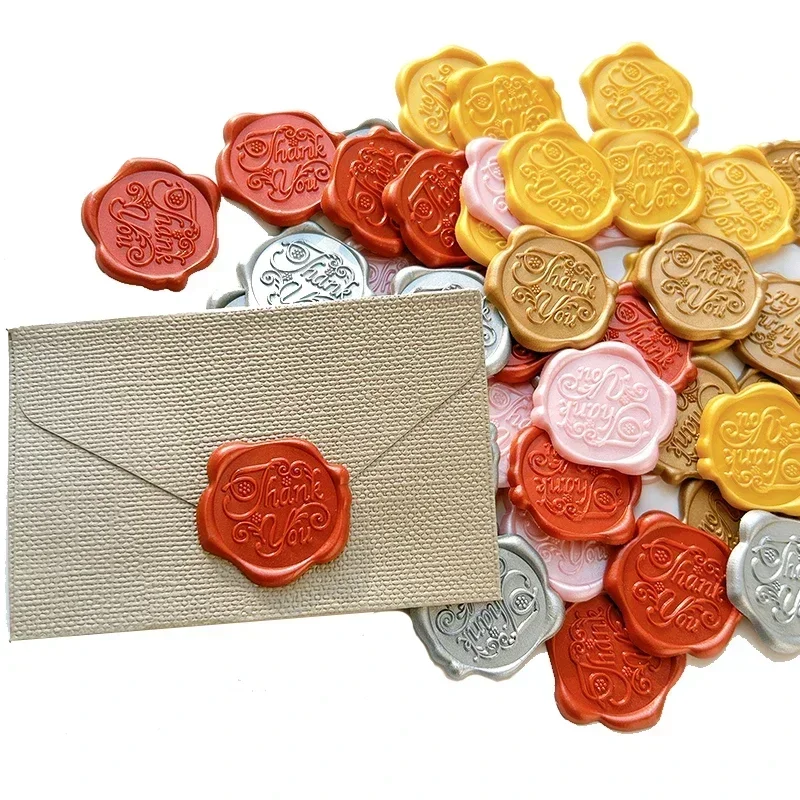 20Pcs Label Rose Flower Invitation Envelope Thank You Paint Seal Sticker Printing Paste Fire Decoration Adhesive Scrapbook 3.2CM